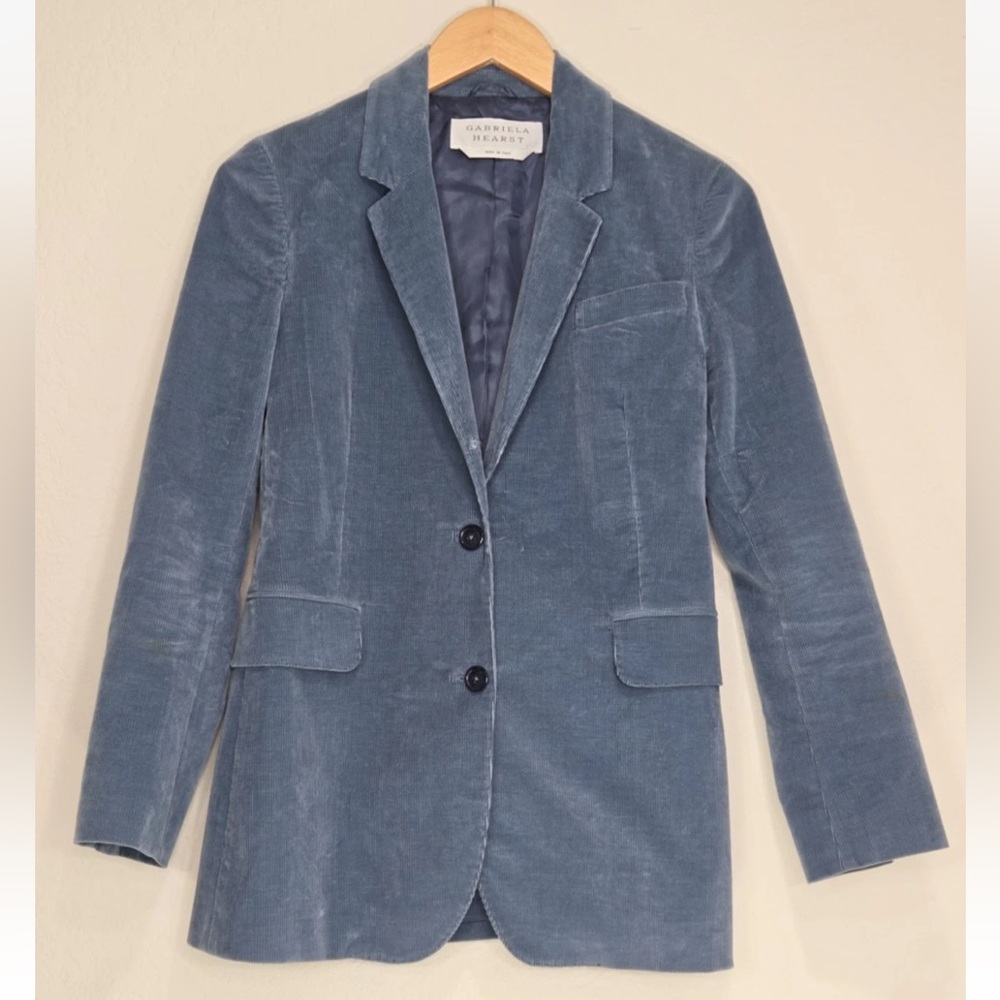 GABRIELA HEARST Blue Corduroy Blazer Size 2 US Womens READ
